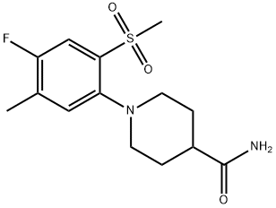 1-[(4-Fluoro-5-methyl-2-methylsulfonyl)phenyl]piperidine-4-carboxamide Struktur