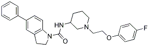 N-(1-[2-(4-FLUOROPHENOXY)ETHYL]PIPERIDIN-3-YL)-5-PHENYLINDOLINE-1-CARBOXAMIDE Struktur