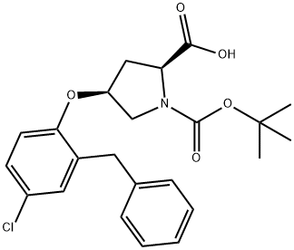 (2S,4S)-4-(2-BENZYL-4-CHLOROPHENOXY)-1-(TERT-BUTOXYCARBONYL)-2-PYRROLIDINECARBOXYLIC ACID Structure