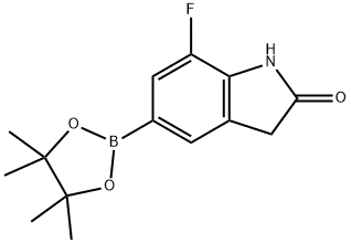 7-FLUORO-5-(4,4,5,5-TETRAMETHYL-1,3,2-DIOXABOROLAN-2-YL)INDOLIN-2-ONE Struktur