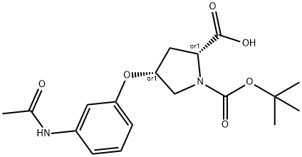 (2S,4S)-4-[3-(アセチルアミノ)フェノキシ]-1-(TERT-ブチルトキシカルボニル)-2-ピロリジンカルボン酸 化學構(gòu)造式