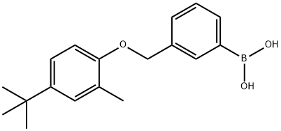 3-[(4′-叔丁基-2′-甲基苯氧基)甲基]苯硼酸 結(jié)構(gòu)式