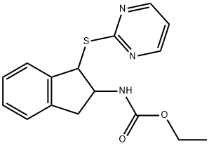ETHYL N-[1-(2-PYRIMIDINYLSULFANYL)-2,3-DIHYDRO-1H-INDEN-2-YL]CARBAMATE Structure