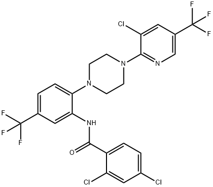 2,4-DICHLORO-N-[2-(4-[3-CHLORO-5-(TRIFLUOROMETHYL)-2-PYRIDINYL]PIPERAZINO)-5-(TRIFLUOROMETHYL)PHENYL]BENZENECARBOXAMIDE Structure