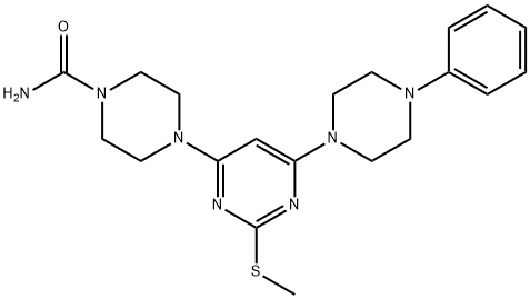 4-[2-(METHYLSULFANYL)-6-(4-PHENYLPIPERAZINO)-4-PYRIMIDINYL]TETRAHYDRO-1(2H)-PYRAZINECARBOXAMIDE Structure