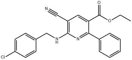 ETHYL 6-[(4-CHLOROBENZYL)AMINO]-5-CYANO-2-PHENYLNICOTINATE Struktur