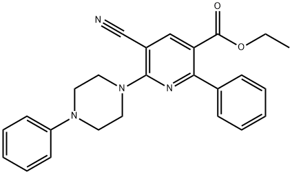 ETHYL 5-CYANO-2-PHENYL-6-(4-PHENYLPIPERAZINO)NICOTINATE Struktur