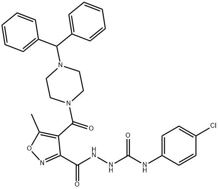 2-((4-[(4-BENZHYDRYLPIPERAZINO)CARBONYL]-5-METHYL-3-ISOXAZOLYL)CARBONYL)-N-(4-CHLOROPHENYL)-1-HYDRAZINECARBOXAMIDE Structure