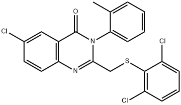 6-CHLORO-2-([(2,6-DICHLOROPHENYL)SULFANYL]METHYL)-3-(2-METHYLPHENYL)-4(3H)-QUINAZOLINONE Structure