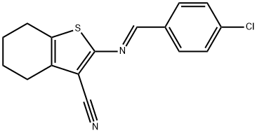 2-([(E)-(4-CHLOROPHENYL)METHYLIDENE]AMINO)-4,5,6,7-TETRAHYDRO-1-BENZOTHIOPHENE-3-CARBONITRILE Structure
