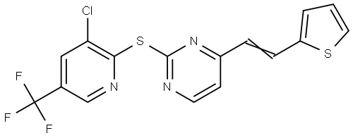 2-([3-CHLORO-5-(TRIFLUOROMETHYL)-2-PYRIDINYL]SULFANYL)-4-[2-(2-THIENYL)VINYL]PYRIMIDINE Struktur