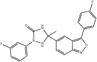 2-(3-FLUOROPHENYL)-5-[3-(4-FLUOROPHENYL)-2,1-BENZISOXAZOL-5-YL]-5-METHYL-1,2,4-TRIAZOLAN-3-ONE Struktur