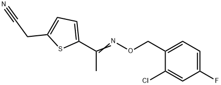 2-(5-([(2-CHLORO-4-FLUOROBENZYL)OXY]ETHANIMIDOYL)-2-THIENYL)ACETONITRILE Struktur
