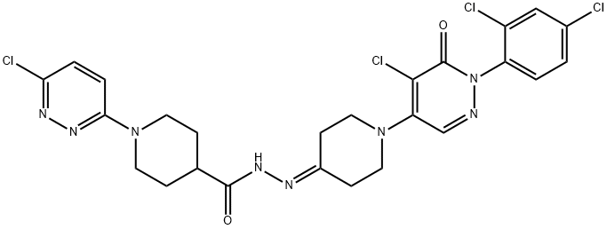 N'-(1-[5-CHLORO-1-(2,4-DICHLOROPHENYL)-6-OXO-1,6-DIHYDRO-4-PYRIDAZINYL]-4-PIPERIDINYLIDENE)-1-(6-CHLORO-3-PYRIDAZINYL)-4-PIPERIDINECARBOHYDRAZIDE Structure