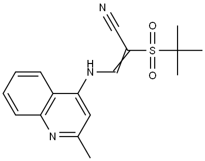 2-((TERT-BUTYL)SULFONYL)-3-((2-METHYL(4-QUINOLYL))AMINO)PROP-2-ENENITRILE Struktur