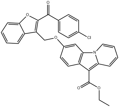 ETHYL 3-([2-(4-CHLOROBENZOYL)-1-BENZOFURAN-3-YL]METHOXY)PYRIDO[1,2-A]INDOLE-10-CARBOXYLATE Struktur