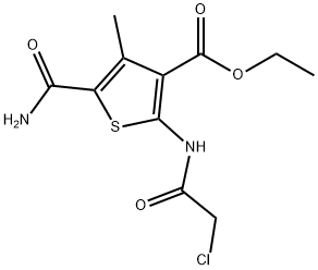 5-CARBAMOYL-2-(2-CHLORO-ACETYLAMINO)-4-METHYL-THIOPHENE-3-CARBOXYLIC ACID ETHYL ESTER Struktur