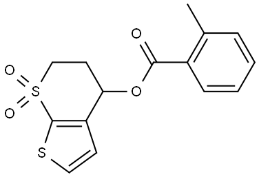 1,1-DIOXO-1,2,3,4-TETRAHYDRO-1LAMBDA6-THIENO[2,3-B]THIOPYRAN-4-YL 2-METHYLBENZENECARBOXYLATE Struktur