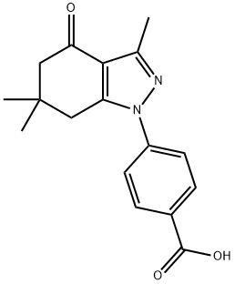 4-(3,6,6-TRIMETHYL-4-OXO-4,5,6,7-TETRAHYDRO-1H-INDAZOL-1-YL)BENZOIC ACID Structure