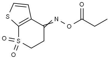 4-[(PROPIONYLOXY)IMINO]-3,4-DIHYDRO-1LAMBDA6-THIENO[2,3-B]THIOPYRAN-1,1(2H)-DIONE Struktur