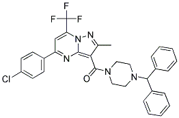 (4-BENZHYDRYLPIPERAZIN-1-YL)(5-(4-CHLOROPHENYL)-2-METHYL-7-(TRIFLUOROMETHYL)PYRAZOLO[1,5-A]PYRIMIDIN-3-YL)METHANONE Structure