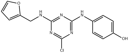 4-(4-CHLORO-6-[(FURAN-2-YLMETHYL)-AMINO]-[1,3,5]TRIAZIN-2-YLAMINO)-PHENOL Structure