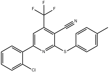 6-(2-CHLOROPHENYL)-2-[(4-METHYLPHENYL)SULFANYL]-4-(TRIFLUOROMETHYL)NICOTINONITRILE Structure