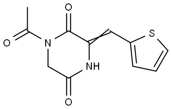 1-ACETYL-3-(2-THIENYLMETHYLENE)TETRAHYDRO-2,5-PYRAZINEDIONE Struktur