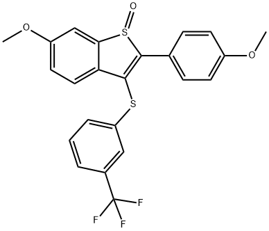 6-METHOXY-2-(4-METHOXYPHENYL)-3-([3-(TRIFLUOROMETHYL)PHENYL]SULFANYL)-1H-1-BENZOTHIOPHEN-1-ONE Struktur