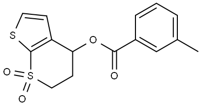 1,1-DIOXO-1,2,3,4-TETRAHYDRO-1LAMBDA6-THIENO[2,3-B]THIOPYRAN-4-YL 3-METHYLBENZENECARBOXYLATE Struktur