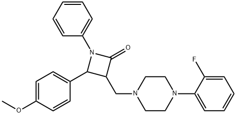 3-([4-(2-FLUOROPHENYL)PIPERAZINO]METHYL)-4-(4-METHOXYPHENYL)-1-PHENYL-2-AZETANONE Struktur