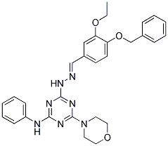 (E)-4-(2-(4-(BENZYLOXY)-3-ETHOXYBENZYLIDENE)HYDRAZINYL)-6-MORPHOLINO-N-PHENYL-1,3,5-TRIAZIN-2-AMINE Struktur