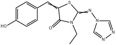 3-ETHYL-5-[(Z)-(4-HYDROXYPHENYL)METHYLIDENE]-2-(4H-1,2,4-TRIAZOL-4-YLIMINO)-1,3-THIAZOLAN-4-ONE Structure