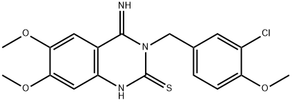 3-(3-CHLORO-4-METHOXYBENZYL)-4-IMINO-6,7-DIMETHOXY-3,4-DIHYDRO-2(1H)-QUINAZOLINETHIONE Structure