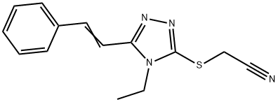 2-((4-ETHYL-5-[(E)-2-PHENYLETHENYL]-4H-1,2,4-TRIAZOL-3-YL)SULFANYL)ACETONITRILE Struktur