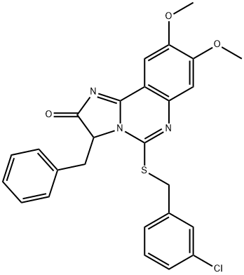 3-BENZYL-5-[(3-CHLOROBENZYL)SULFANYL]-8,9-DIMETHOXYIMIDAZO[1,2-C]QUINAZOLIN-2(3H)-ONE Struktur