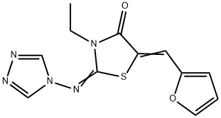 3-ETHYL-5-[(Z)-2-FURYLMETHYLIDENE]-2-(4H-1,2,4-TRIAZOL-4-YLIMINO)-1,3-THIAZOLAN-4-ONE Struktur