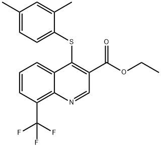 ETHYL 4-[(2,4-DIMETHYLPHENYL)SULFANYL]-8-(TRIFLUOROMETHYL)-3-QUINOLINECARBOXYLATE Struktur