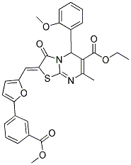 (Z)-ETHYL 2-((5-(3-(METHOXYCARBONYL)PHENYL)FURAN-2-YL)METHYLENE)-5-(2-METHOXYPHENYL)-7-METHYL-3-OXO-3,5-DIHYDRO-2H-THIAZOLO[3,2-A]PYRIMIDINE-6-CARBOXYLATE Struktur