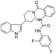 N-(2,4-DIFLUOROPHENYL)-N'-[2-((4-(1H-INDOL-3-YL)PIPERIDIN-1-YL)CARBONYL)PHENYL]UREA Structure