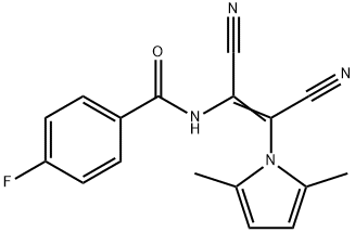 N-[(E)-1,2-DICYANO-2-(2,5-DIMETHYL-1H-PYRROL-1-YL)ETHENYL]-4-FLUOROBENZENECARBOXAMIDE Structure