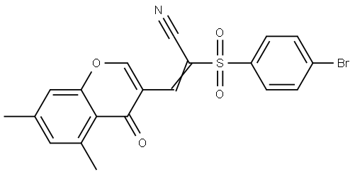 3-(5,7-DIMETHYL-4-OXO(4H-CHROMEN-3-YL))-2-((4-BROMOPHENYL)SULFONYL)PROP-2-ENENITRILE Struktur