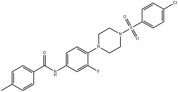 N-(4-(4-[(4-CHLOROPHENYL)SULFONYL]PIPERAZINO)-3-FLUOROPHENYL)-4-METHYLBENZENECARBOXAMIDE Struktur