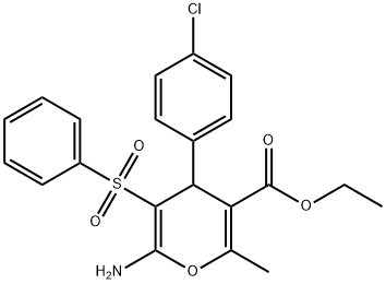 ETHYL 6-AMINO-4-(4-CHLOROPHENYL)-2-METHYL-5-(PHENYLSULFONYL)-4H-PYRAN-3-CARBOXYLATE Struktur