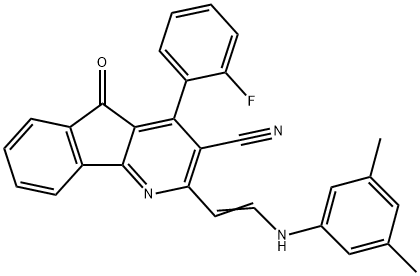 2-[(E)-2-(3,5-DIMETHYLANILINO)ETHENYL]-4-(2-FLUOROPHENYL)-5-OXO-5H-INDENO[1,2-B]PYRIDINE-3-CARBONITRILE Structure