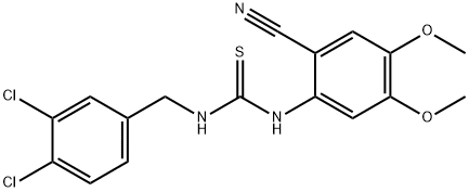 N-(2-CYANO-4,5-DIMETHOXYPHENYL)-N'-(3,4-DICHLOROBENZYL)THIOUREA Struktur