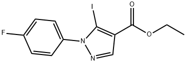 ETHYL 1-(4-FLUOROPHENYL)-5-IODO-1H-PYRAZOLE-4-CARBOXYLATE Struktur
