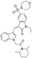 (Z)-3-((1-(2-(2,6-DIMETHYLPIPERIDIN-1-YL)-2-OXOETHYL)-1H-INDOL-3-YL)METHYLENE)-1-ETHYL-5-(MORPHOLINOSULFONYL)INDOLIN-2-ONE Struktur