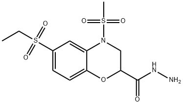 6-(ETHYLSULFONYL)-4-(METHYLSULFONYL)-3,4-DIHYDRO-2H-1,4-BENZOXAZINE-2-CARBOHYDRAZIDE Struktur