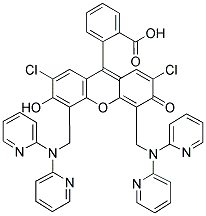 9-(2-CARBOXYPHENYL)-2,7-DICHLORO-4,5-BIS[DI(2-PYRIDYL)AMINOMETHYL]-6-HYDROXY-3-XANTHANONE ZINPYR-1 Struktur